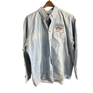 Three Rivers 2000 Sturgis Motorcycle Museum Hall of Fame‎ Denim Shirt XXL